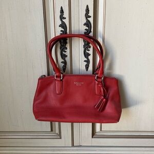 Vintage COACH Small Tote Bag Red Leather Classic Y2K
